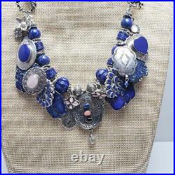 Summer Rose Lady Ocean Blue Sterling Silver Native American Lapis Charm Bracelet