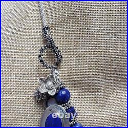 Summer Rose Lady Ocean Blue Sterling Silver Native American Lapis Charm Bracelet