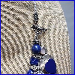 Summer Rose Lady Ocean Blue Sterling Silver Native American Lapis Charm Bracelet