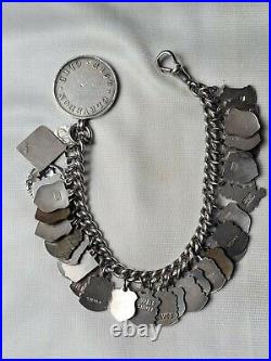 Super Antique Vintage Sterling Silver Enamel Charm Bracelet