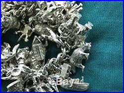 Super Heavy Vintage 925 Silver Charm Bracelet 39 Charms NUVO CHIM 201.8g