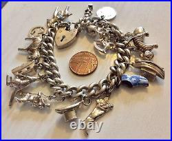 Superb Massive Really Heavy Solid Silver Charm Bracelet Over 85 Grams