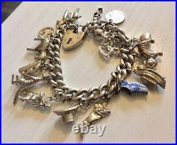 Superb Massive Really Heavy Solid Silver Charm Bracelet Over 85 Grams