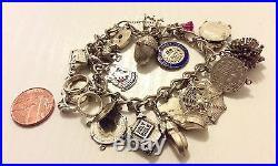 Superb Quality Ladies Substantial Heavy Vintage Solid Silver Charm Bracelet Nice