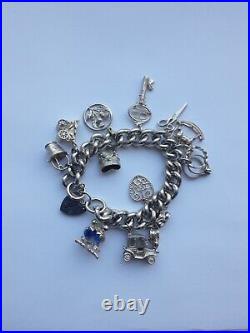 Superb Sterling Silver Heavy Charm Bracelet