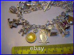Superb Vintage Solid Silver Charm Bracelet-7.5 Inches Long! 19 Charms Incredibl