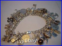 Superb Vintage Solid Silver Charm Bracelet-7.5 Inches Long! 31 Charms Incredibl