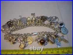 Superb Vintage Solid Silver Charm Bracelet-7.5 Inches Long! 31 Charms Incredibl