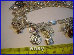 Superb Vintage Solid Silver Charm Bracelet-7.5 Inches Long! 31 Charms Incredibl