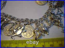 Superb Vintage Solid Silver Charm Bracelet-7.5 Inches Long! 31 Charms Incredibl