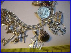 Superb Vintage Solid Silver Charm Bracelet-7.5 Inches Long! 31 Charms Incredibl