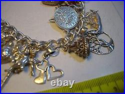 Superb Vintage Solid Silver Charm Bracelet-7.5 Inches Long! 31 Charms Incredibl