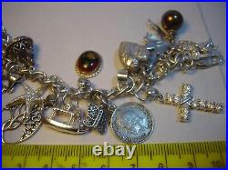 Superb Vintage Solid Silver Charm Bracelet-7.5 Inches Long! 31 Charms Incredibl