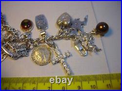 Superb Vintage Solid Silver Charm Bracelet-7.5 Inches Long! 31 Charms Incredibl