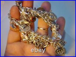 Superb Vintage Solid Silver Charm Bracelet-7.5 Inches Long! 31 Charms Incredibl