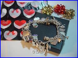 Superb Vintage Solid Silver Charm Bracelet-7.5 Inches Long! 34 Charms Incredibl