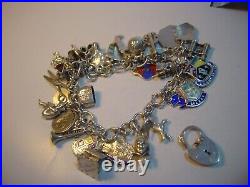 Superb Vintage Solid Silver Charm Bracelet-7.5 Inches Long! 34 Charms Incredibl