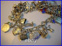 Superb Vintage Solid Silver Charm Bracelet-7.5 Inches Long! 34 Charms Incredibl