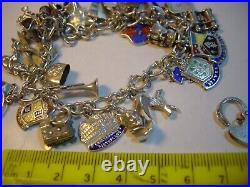 Superb Vintage Solid Silver Charm Bracelet-7.5 Inches Long! 34 Charms Incredibl