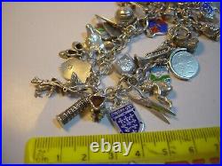 Superb Vintage Solid Silver Charm Bracelet-7.5 Inches Long! 34 Charms Incredibl