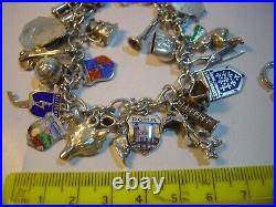 Superb Vintage Solid Silver Charm Bracelet-7.5 Inches Long! 34 Charms Incredibl