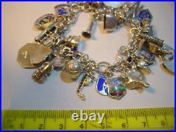 Superb Vintage Solid Silver Charm Bracelet-7.5 Inches Long! 34 Charms Incredibl