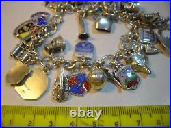 Superb Vintage Solid Silver Charm Bracelet-7.5 Inches Long! 34 Charms Incredibl