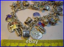 Superb Vintage Solid Silver Charm Bracelet-7.5 Inches Long! 34 Charms Incredibl