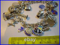 Superb Vintage Solid Silver Charm Bracelet-7.5 Inches Long! 34 Charms Incredibl