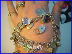 Superb Vintage Solid Silver Charm Bracelet-7.5 Inches Long! 34 Charms Incredibl