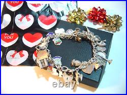 Superb Vintage Solid Silver Charm Bracelet 7.5 Long with 34 Incredible Charms