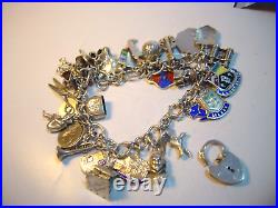 Superb Vintage Solid Silver Charm Bracelet 7.5 Long with 34 Incredible Charms