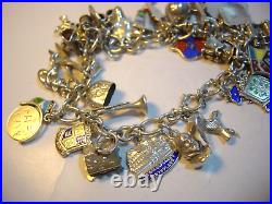 Superb Vintage Solid Silver Charm Bracelet 7.5 Long with 34 Incredible Charms