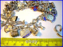 Superb Vintage Solid Silver Charm Bracelet 7.5 Long with 34 Incredible Charms