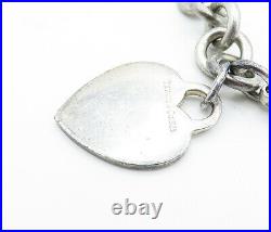 TIFFANY & CO. 925 Silver Vintage Love Heart Charmed Chain Bracelet B8321