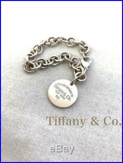 TIFFANY & CO. Bracelet PLEASE RETURN TO Sterling Silver 925 Round Charm Tag H