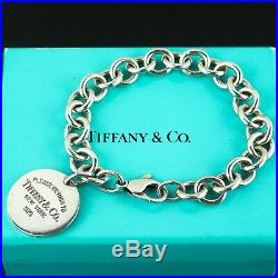 TIFFANY & CO. Bracelet PLEASE RETURN TO Sterling Silver 925 Round Charm with Box