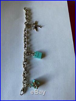 TIFFANY & CO. Sterling Silver Charm Bracelet 3 Charms Included