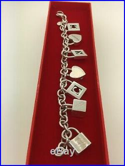 TIFFANY & CO. Sterling Silver Charm Bracelet with 7 Locks (7 3/4)