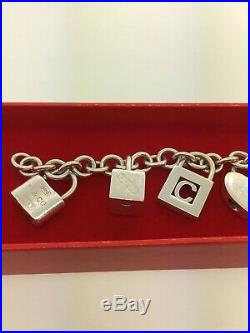 TIFFANY & CO. Sterling Silver Charm Bracelet with 7 Locks (7 3/4)