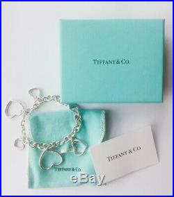 TIFFANY & CO. Sterling Silver Open Heart Charm Bracelet. AUTHENTIC. Vintage