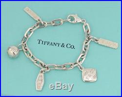 TIFFANY&Co 1837 Five Charm Bracelet Silver 925 Bangle withBOX #2160