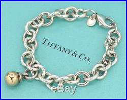TIFFANY&Co Ball Charm Bracelet 18k Gold & Silver 925 Bangle withBOX v1421