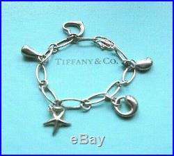 TIFFANY & Co. Elsa Peretti Five Charm Sterling Silver Oval Link Charm Bracelet