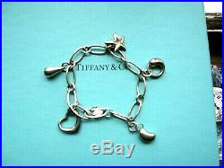 TIFFANY & Co. Elsa Peretti Five Charm Sterling Silver Oval Link Charm Bracelet