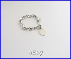 TIFFANY&Co Heart Tag Charm Bracelet Sterling Silver 925 Bangle