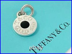 TIFFANY & Co Silver 1837 Circle Black Enamel Charm Pendant For Necklace Bracelet