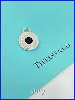 TIFFANY & Co Silver 1837 Circle Black Enamel Charm Pendant For Necklace Bracelet