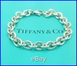 TIFFANY & Co Silver 8mm Medium Round Link Charm Bracelet 7.5