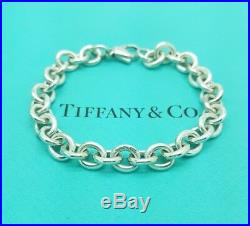 TIFFANY & Co Silver 8mm Medium Round Link Charm Bracelet 7.5
